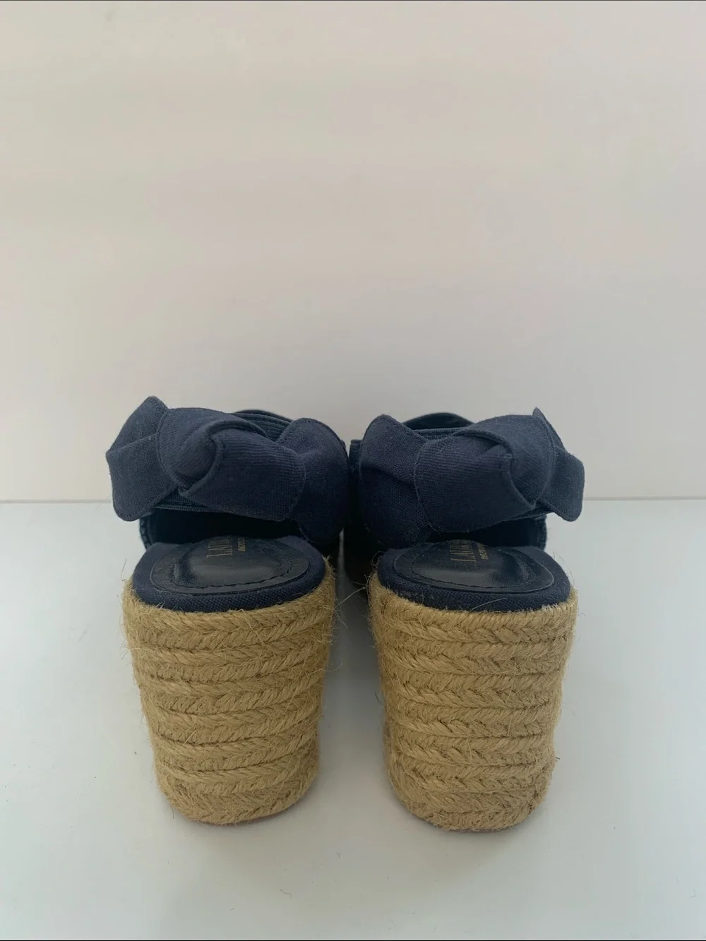 Lauren Ralph Lauren Navy Blue Woven Espadrille Slingback Wedges Size 7B